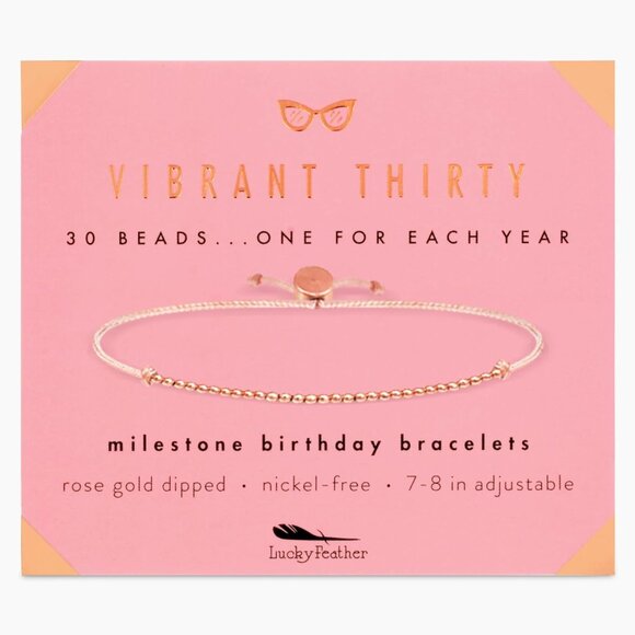 30th Birthday Gift for Women Beaded Gold Silver Rose Gold Adjustable Bracelet - Picture 1 of 8